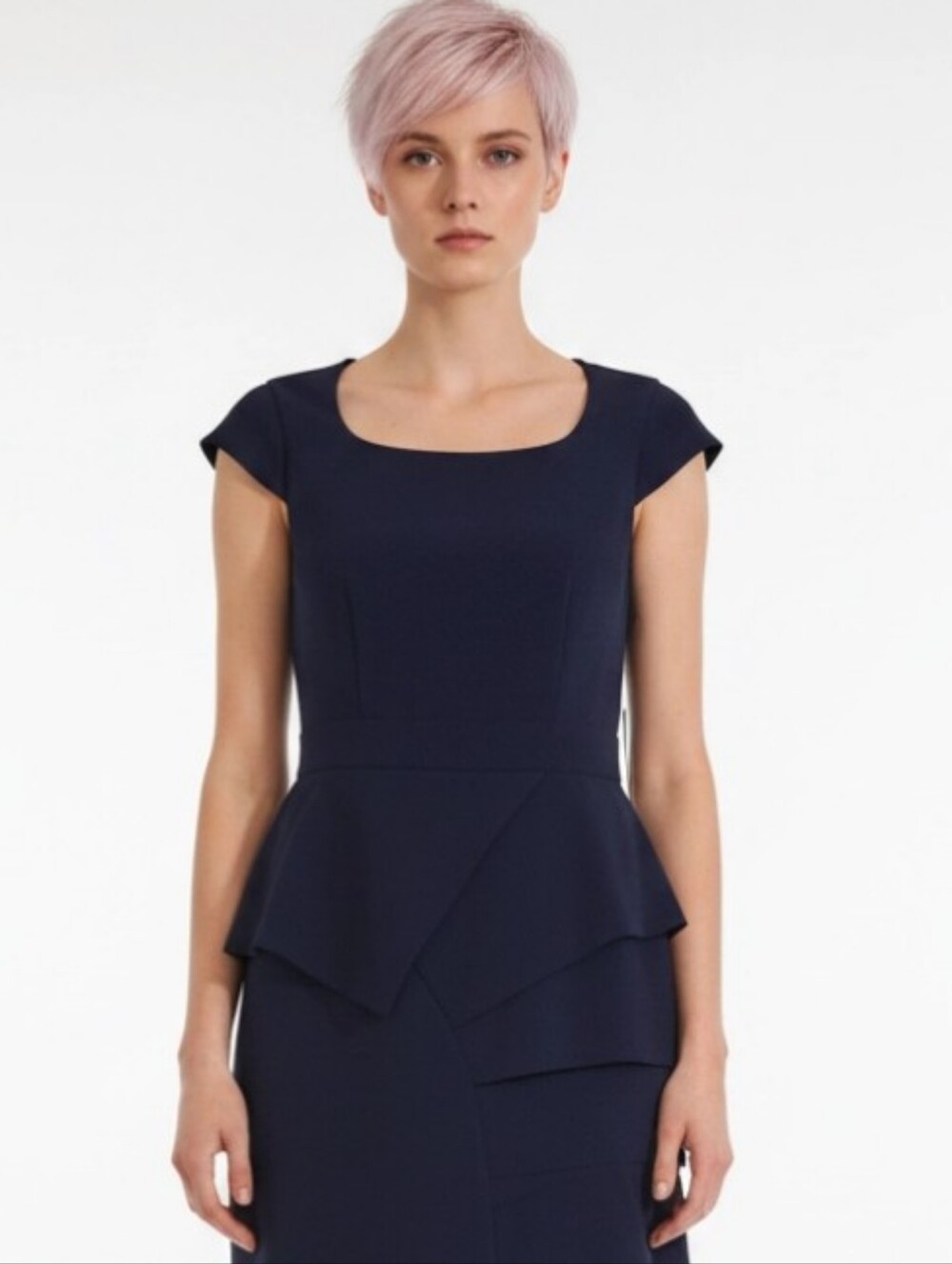 Calvin Klein NWT Navy Peplum Sheath Career Essential Dress Misses Size 2